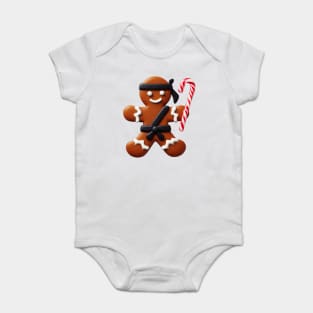 Funny Ninja Gingerbread Man Cookie Candy Cane Sword Baby Bodysuit